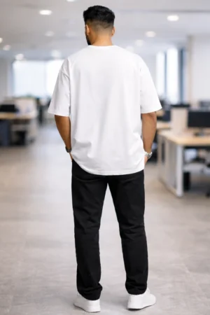 Frebly Bet On Yourself Oversized White T-Shirt for Men