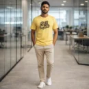 Self Made Yellow Cotton T-Shirt for Men front