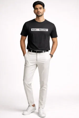 FREBLY Risk Regret Black T-Shirt For Men front